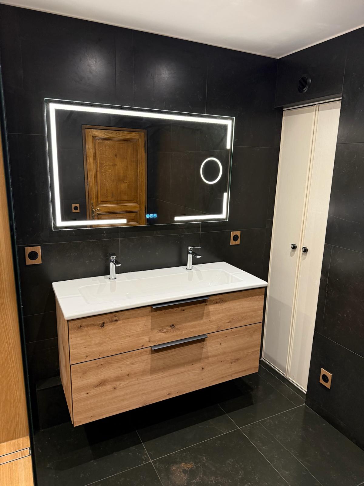 Double vasque bois et noir